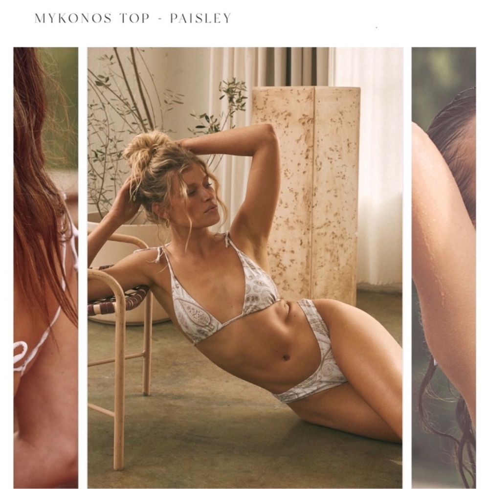 Sivan Ayla Tan + Lines | Mykonos Top Paisley M